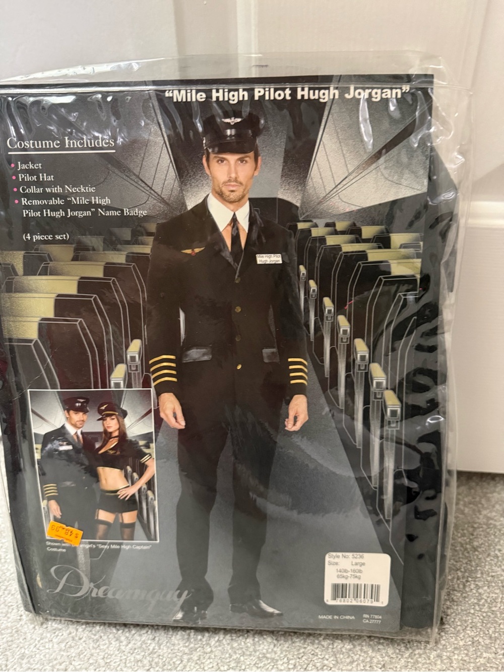 Halloween  Mile High Pilot Men's Black Costume Jacket -